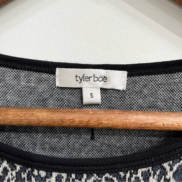 Tyler Boe black gray animal print shift dress pockets 3/4 length sleeves small - Picture 8 of 10